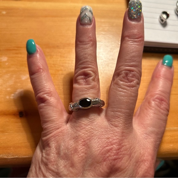 Estate Sterling silve or Judith Ripka natural Iolite cable band ring size 6 3/4 - Picture 5 of 8